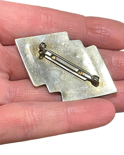Vintage 1980s Mexico Alpaca silver Abalone Shell brooch arrow