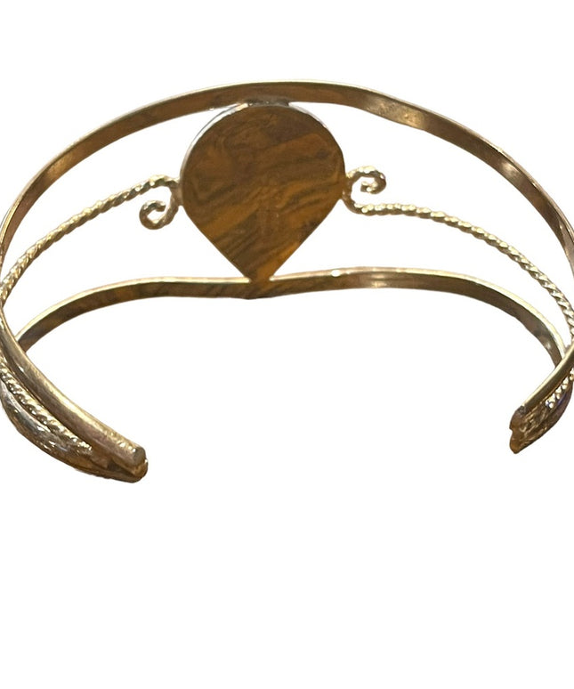 Vintage 1990s Mother of pearl Mexico Alpaca silver flower cuff bangle bracelet