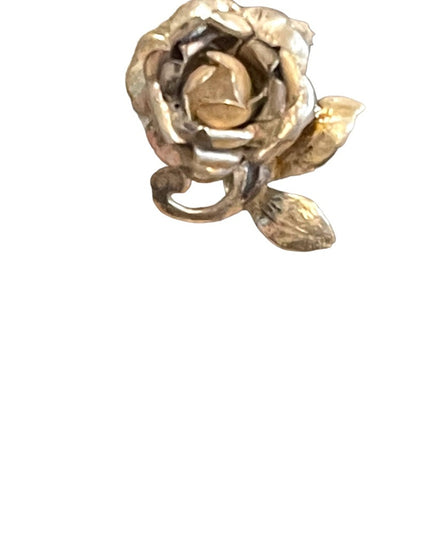 Antique German Silver Rose flower Screw back earrings