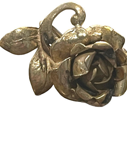Antique German Silver Rose flower Screw back earrings