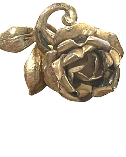 Antique German Silver Rose flower Screw back earrings