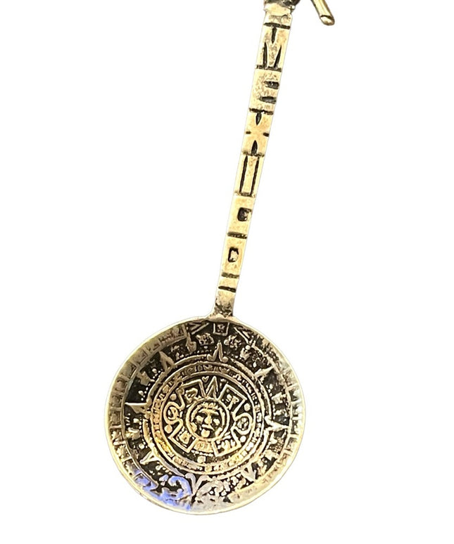 Vintage 925 Sterling silver Mexican spoon collectible Mayan Calendar