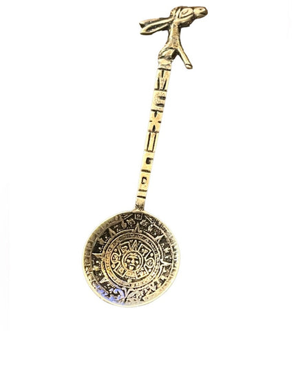 Vintage 925 Sterling silver Mexican spoon collectible Mayan Calendar