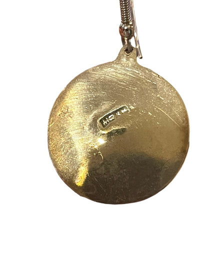 Vintage 90s Mexico Alpaca Abalone disk dangle earrings