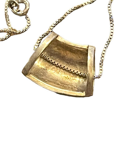 Vintage Zuni sterling 925 fire opal turquoise pendant & chain necklace