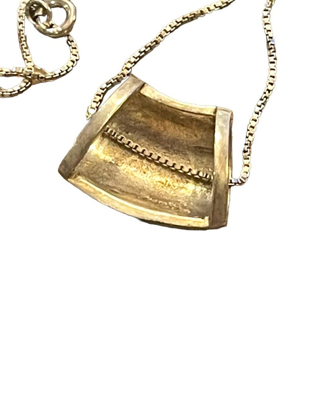 Vintage Zuni sterling 925 fire opal turquoise pendant & chain necklace