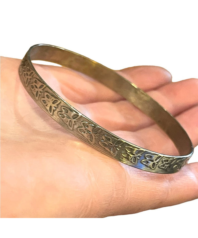 Vintage silver Mexico butterfly bangle bracelet
