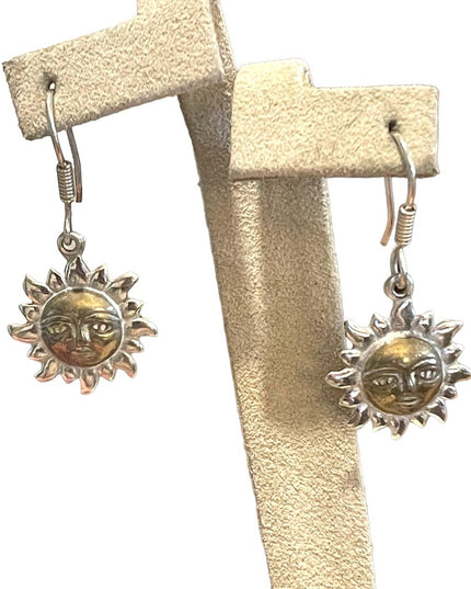 Sterling silver 925 Mexico Sun dangle earrings