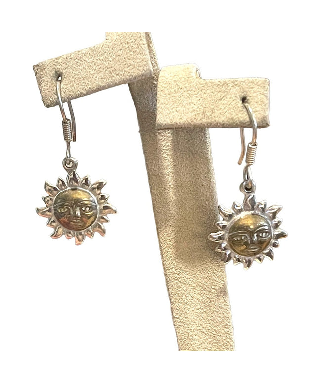 Sterling silver 925 Mexico Sun dangle earrings