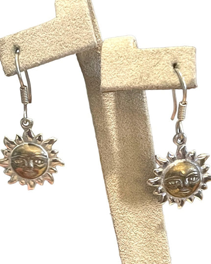 Sterling silver 925 Mexico Sun dangle earrings