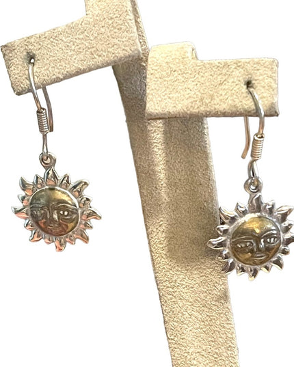 Sterling silver 925 Mexico Sun dangle earrings