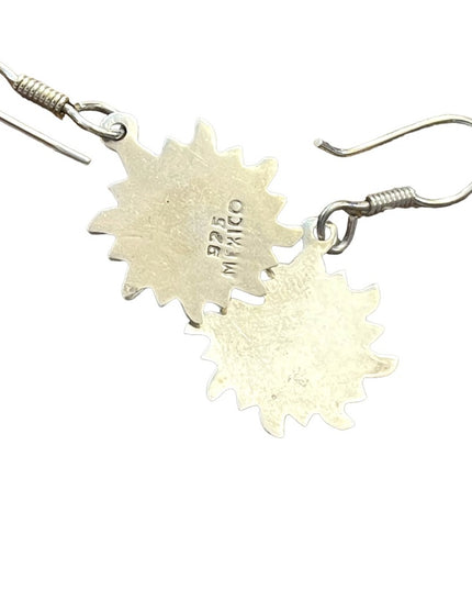 Sterling silver 925 Mexico Sun dangle earrings