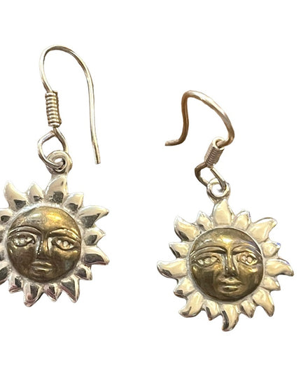 Sterling silver 925 Mexico Sun dangle earrings