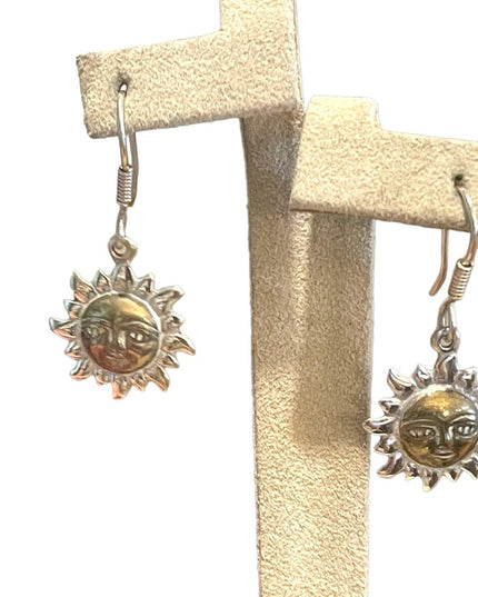 Sterling silver 925 Mexico Sun dangle earrings