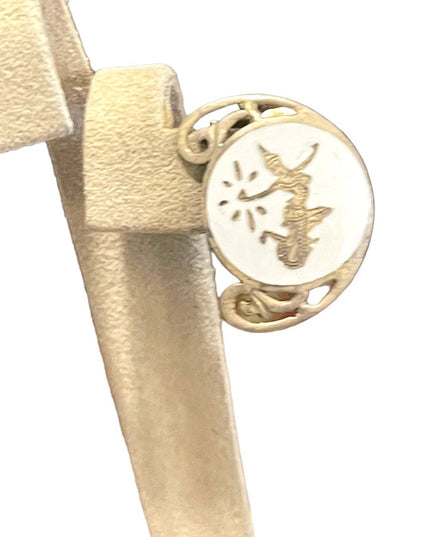 Vintage sterling silver 925 Siam Thai goddess white enamel clip on earrings