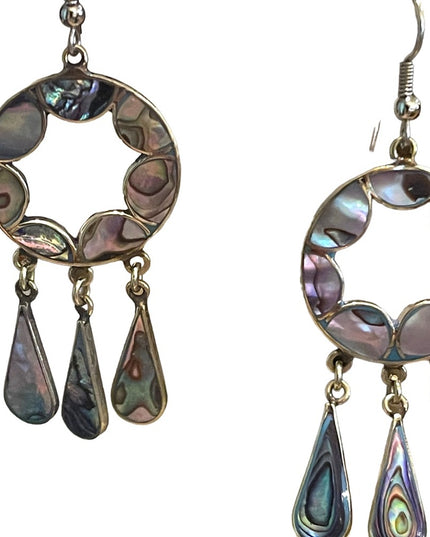 Vintage 80s Alpaca shell silver Mexico Dangle earrings