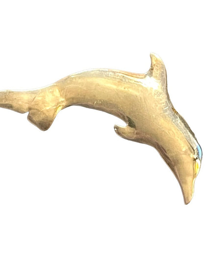Vintage Artist signed handmade large sterling silver 925 dolphin brooch