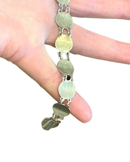 Vintage Silver Hong Kong Queen Elizabeth faux coin tourist bracelet