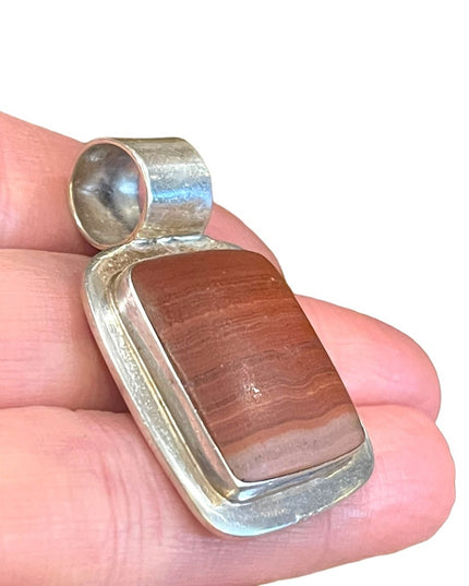 Vintage Red Jasper Thai Sterling silver 925 Large square pendant