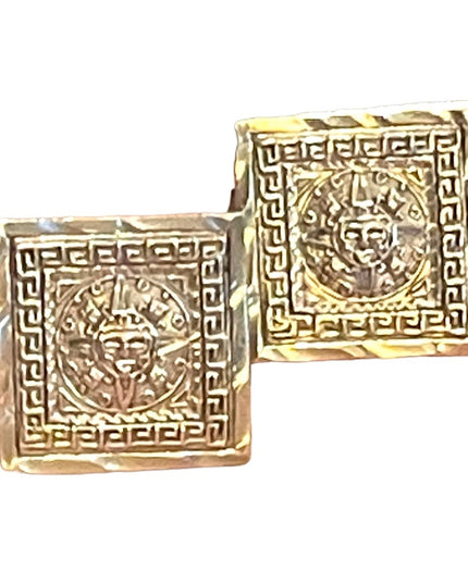 Vintage artist stamp Mexico Taxco 925 Sterling Aztec Mayan Calendar cufflinks