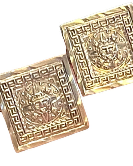 Vintage artist stamp Mexico Taxco 925 Sterling Aztec Mayan Calendar cufflinks