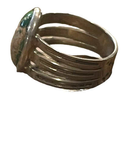 Vintage 1950s Navajo Arizona Turquois Sterling silver ring Southwestern etched