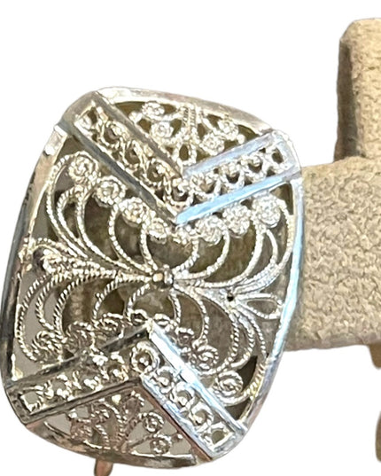 Stunning Vintage sterling silver Filagree wire work BIRKS screw back earrings