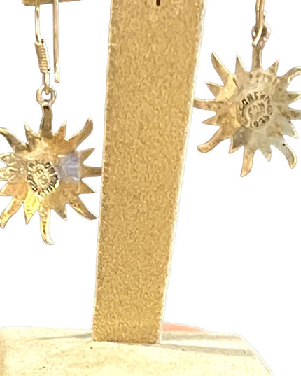 Vintage sterling silver 925 SUN Happy Mexico Gold dangle earrings