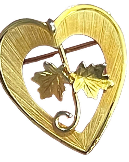 Vintage Boyd Bond Gold Filled heart Canadian Maple leaf brooch