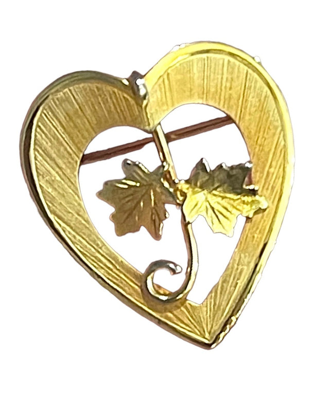 Vintage Boyd Bond Gold Filled heart Canadian Maple leaf brooch