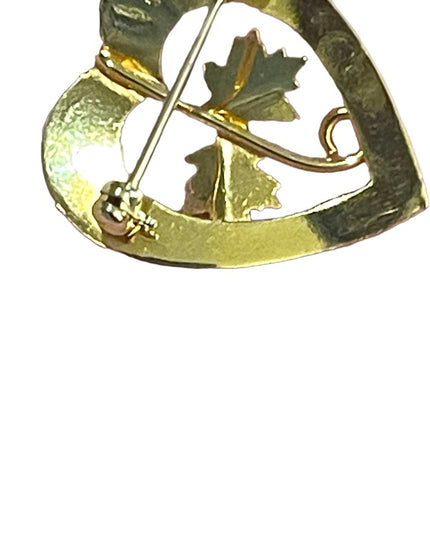 Vintage Boyd Bond Gold Filled heart Canadian Maple leaf brooch