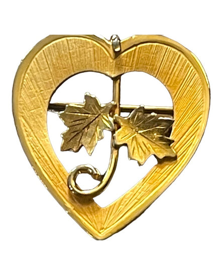 Vintage Boyd Bond Gold Filled heart Canadian Maple leaf brooch