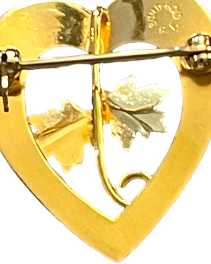 Vintage Boyd Bond Gold Filled heart Canadian Maple leaf brooch
