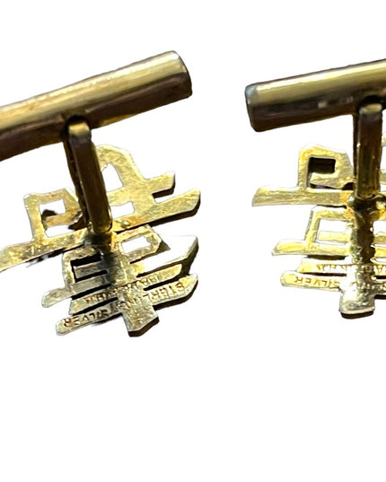 Antique Longevity Chinese Symbol Sterling silver Hong Kong Cufflinks