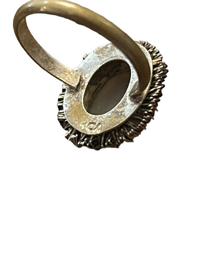 Vintage Silver brassy finish shell cameo ring 1960s