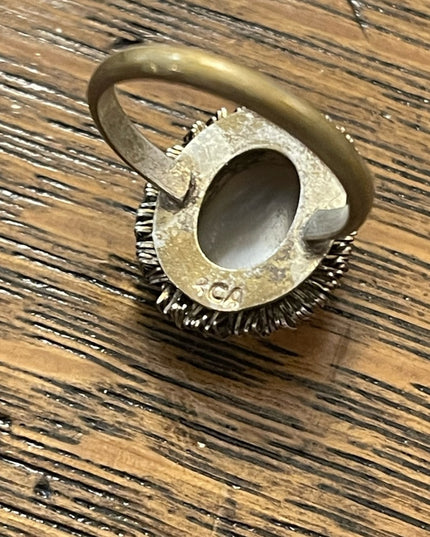 Vintage Silver brassy finish shell cameo ring 1960s