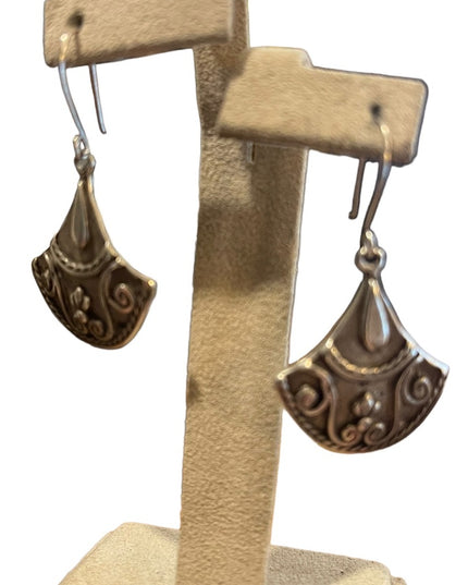 Vintage 1980s Balinesian Bali Signed 935 Sterling fancynornate dangle earrings