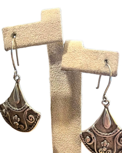 Vintage 1980s Balinesian Bali Signed 935 Sterling fancynornate dangle earrings