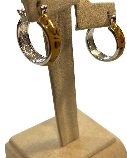 Sterling silver 925 Leopard enameled hoop earrings
