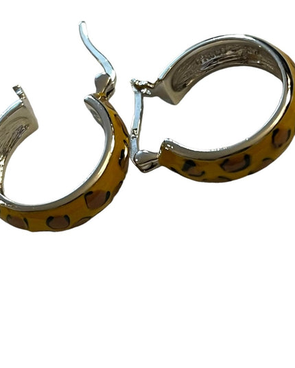 Sterling silver 925 Leopard enameled hoop earrings