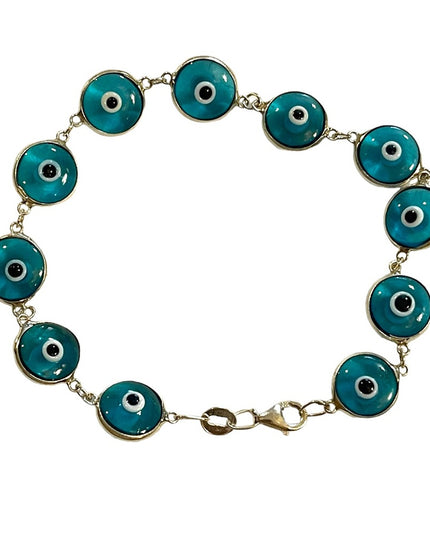 Sterling silver blue glass evil eye bracelet 925
