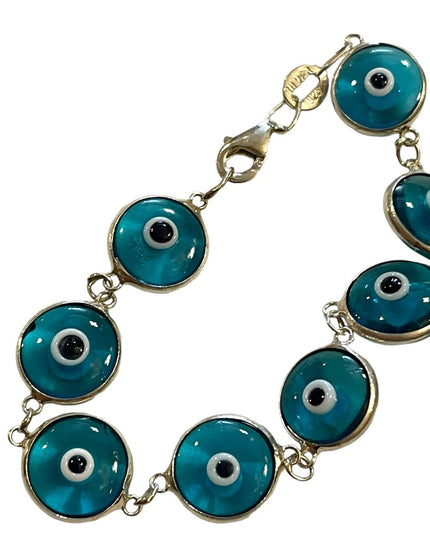Sterling silver blue glass evil eye bracelet 925