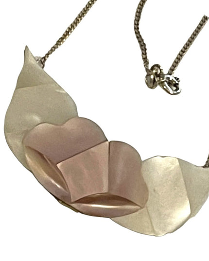 Vintage 1970s Alpaca Mexico MOP Mother of pearl Silver finish necklace