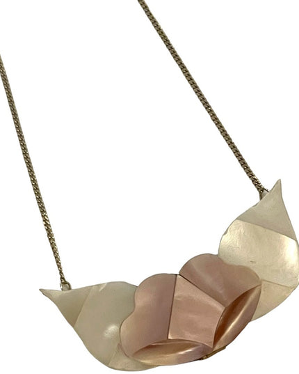 Vintage 1970s Alpaca Mexico MOP Mother of pearl Silver finish necklace