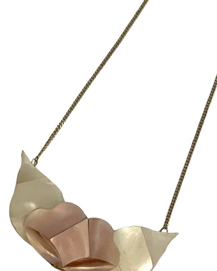 Vintage 1970s Alpaca Mexico MOP Mother of pearl Silver finish necklace