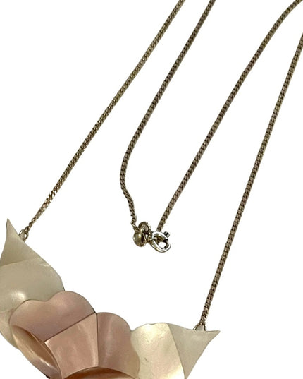 Vintage 1970s Alpaca Mexico MOP Mother of pearl Silver finish necklace