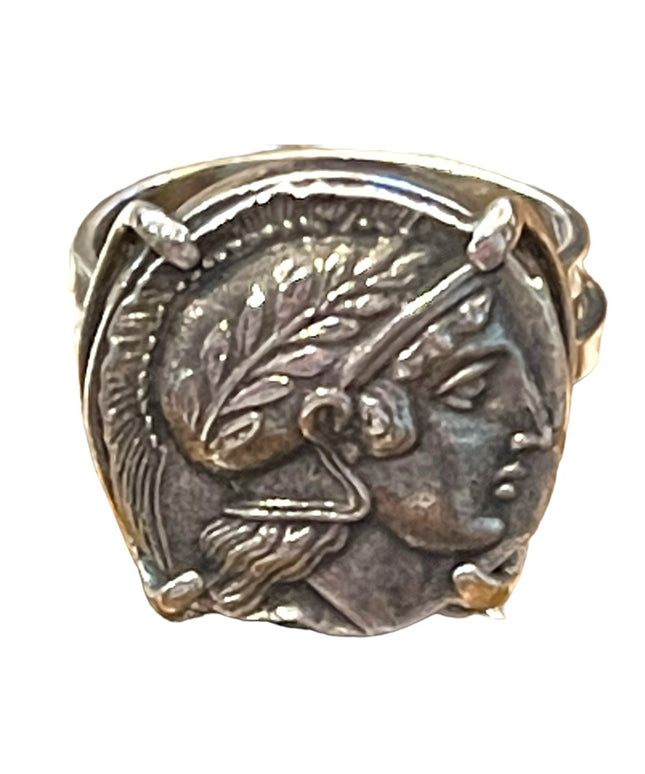 Stunning Antique 1920s European 900 Sterling ancient Roman Coin ring Handmade