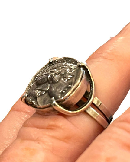 Stunning Antique 1920s European 900 Sterling ancient Roman Coin ring Handmade