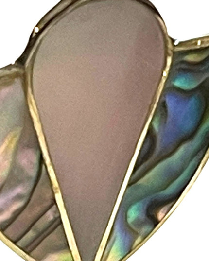 Vintage 1980s Mexico Alpaca MOP Mother of pearl Abalone dangle earrings