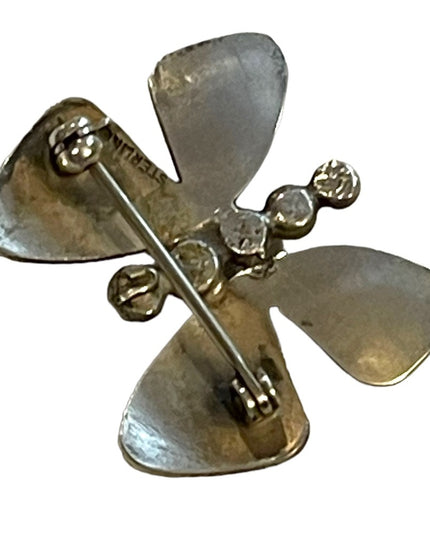 Vintage solid sterling silver 925 handmade butterfly European brooch